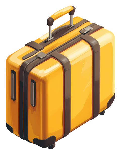 Yellow travel luggage bag  Illustration png
